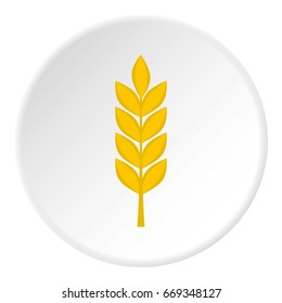 Wheat spike icon in flat circle isolated on white vector illustration for web