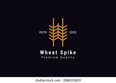 Wheat spike premium vector logo design