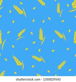 Wheat spike seamless background. Organic Ear grain textured pattern textile. Flat Vector illustration.