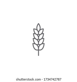 Wheat spike vector icon isolated on white, grain ear icon element for organic food design.