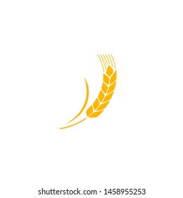 Wheat spike yellow isolated on white background. Grain plant silhouette. Spica icon. Ear organic. Vector illustration flat design