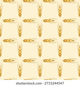 Wheat, spikelet, bread, flour, pastries, pattern in Scandinavian style in beige brown tones, for packaging bakery products, flour, packaging. vector