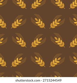Trigo, espiguete, pão, farinha, doces, padrão em estilo escandinavo em tons bege marrom, para embalagem de produtos de padaria, farinha, embalagem.