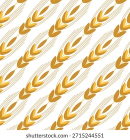 Trigo, espiguete, pão, farinha, doces, padrão em estilo escandinavo em tons bege marrom, para embalagem de produtos de padaria, farinha, embalagem.