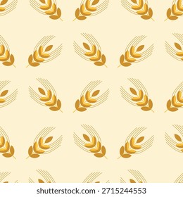 Trigo, espiguete, pão, farinha, doces, padrão em estilo escandinavo em tons bege marrom, para embalagem de produtos de padaria, farinha, embalagem.