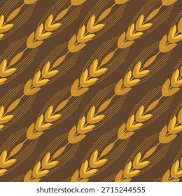 Trigo, espiguete, pão, farinha, doces, padrão em estilo escandinavo em tons bege marrom, para embalagem de produtos de padaria, farinha, embalagem.