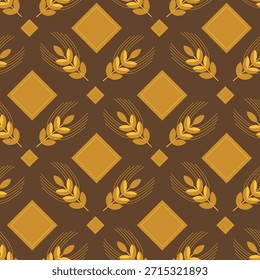 Trigo, espigueta, pão, farinha, pastelaria, padrão geométrico em estilo escandinavo em tons bege e marrom, para embalagem de produtos de padaria, farinha, embalagem.