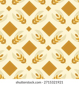 Trigo, espigueta, pão, farinha, pastelaria, padrão geométrico em estilo escandinavo em tons bege e marrom, para embalagem de produtos de padaria, farinha, embalagem.