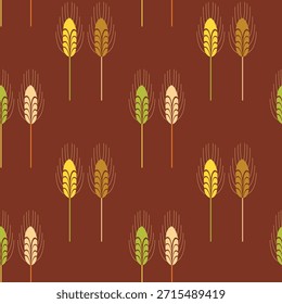 Wheat, spikelet, bread, flour, pastries, pattern in Scandinavian style in beige and brown tones, for packaging of bakery products, flour, packaging. vector