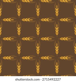 Trigo, espiguete, pão, farinha, pastelaria, padrão em estilo escandinavo em tons bege e marrom, para embalagem de produtos de padaria, farinha, embalagem.