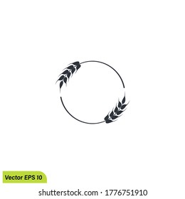 Wheat spikelet grain symbol illustration  simple design element logo template