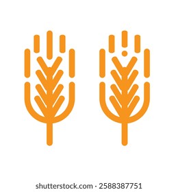 wheat spikelet vector icon set