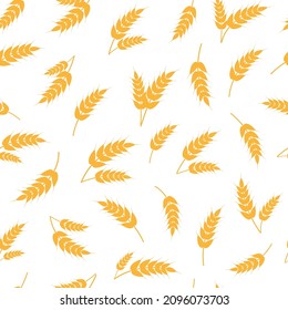 Wheat spikelets vector seamless pattern