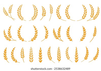 Wheat spikes, barley sheaf with grain set