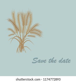 Wheat spikes invitation for many different event. Harvest season idea.