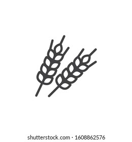 Wheat spikes line icon. linear style sign for mobile concept and web design. Ear of wheat outline vector icon. Agriculture symbol, logo illustration. Vector graphics