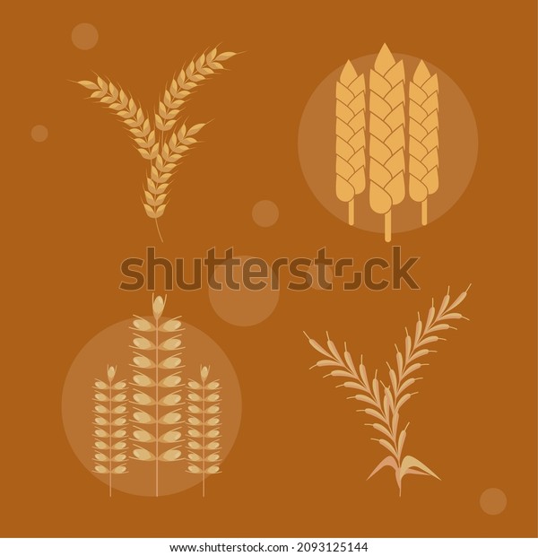 wheat spikes set four\
icons