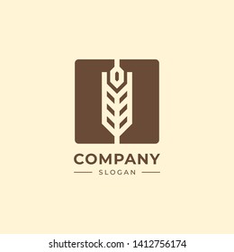 Wheat square agriculture logo simple flat design