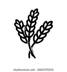 Wheat Stalk black Vector icon food white background design
