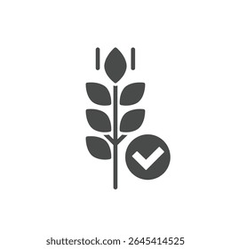Wheat Stalk with Checkmark Solid Depiction Healthy Grains Organic Agriculture