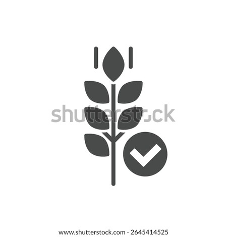 Wheat Stalk with Checkmark Solid Depiction Healthy Grains Organic Agriculture