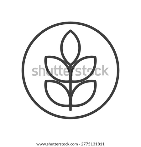 Wheat stalk or grain ear inside a circle, symbolizing dietary fibre, healthy nutrition, and organic agricultural products.