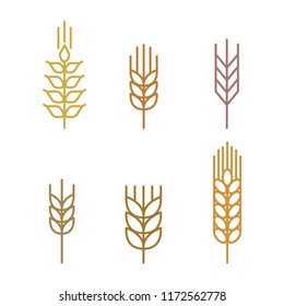 Wheat stalk icons set. Simple design. Isolate on white background.