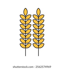 Wheat Stalks Icon Illustration, Two golden wheat stalks, representing agriculture or harvest. Perfect for Spring season themed designs