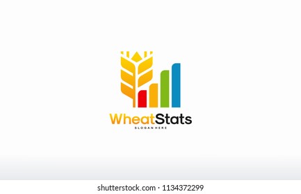Wheat Stats Logo designs concept vector, Agriculture Grain logo template vector