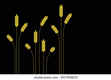wheat stems, food grains vector backgrounds, patterns, cultivate