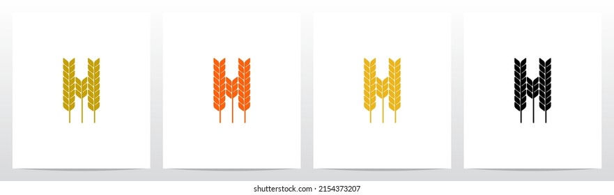 Wheat Stems Forming Letter Logo Design H