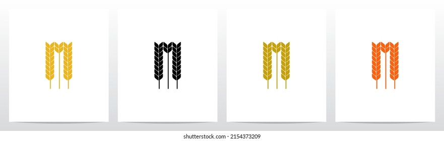 Wheat Stems Forming Letter Logo Design N