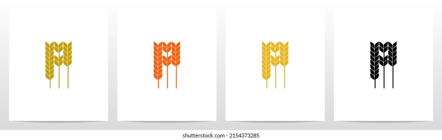 Wheat Stems Forming Letter Logo Design P