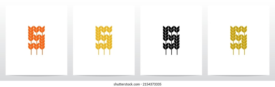 Wheat Stems Forming Letter Logo Design S