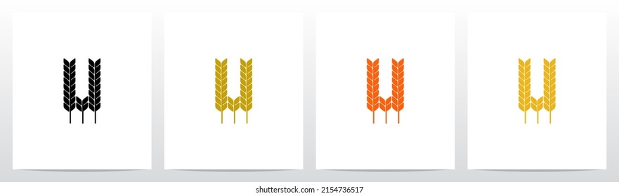 Wheat Stems Forming Letter Logo Design U