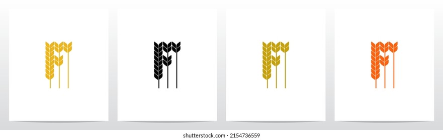 Wheat Stems Forming Letter Logo Design F