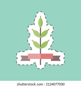 Wheat Sticker in trendy line cut isolated on blue background