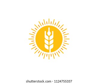 Wheat Sun Icon Logo Design Element
