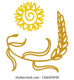 Wheat and sun. Vector illustration