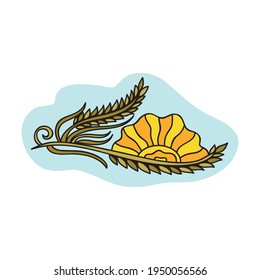 Wheat and sun. Vector illustration