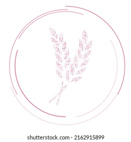 Das mit rosafarbenen Punkten gefüllte Weizensymbol. Pointillismus-Stil. Vektorgrafik auf weißem Hintergrund
