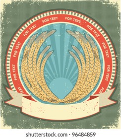 wheat symbol of  label.Vintage background on old paper texture for text