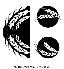 Wheat symbol set - black symbols isolated from background