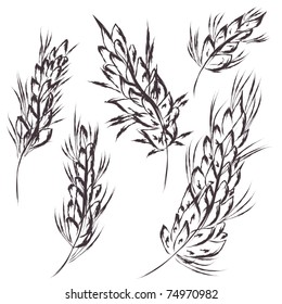 Dibujo artístico del símbolo de trigo vectorial