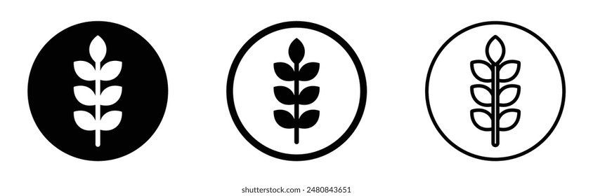 Wheat symbol vector icons. Line and solid wheat flat vector icon collection