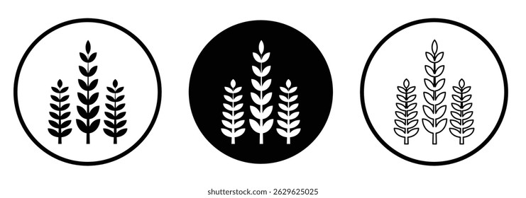 Vetor do símbolo do trigo. Ilustração vetorial do símbolo de trigo. Logotipo do trigo. Os picos de grãos definem ícones. Ícone Granulado.