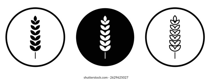 Vetor do símbolo do trigo. Ilustração vetorial do símbolo de trigo. Logotipo do trigo. Os picos de grãos definem ícones. Ícone Granulado.