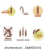 Wheat symbols and labels. Vector design elements set. 