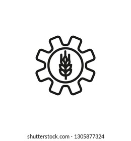 Wheat tech line icon. Gear, ear, spike, circle. Agriculture technology concept. Can be used for topics like farming, harvesting, machinery