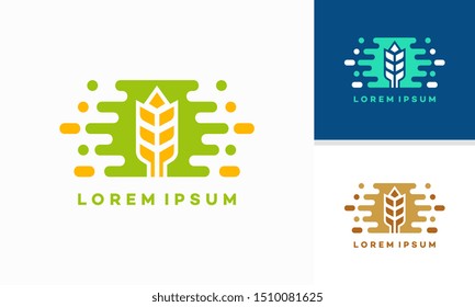 Wheat technology logo designs concept vector, Wheat logo symbol or icon template